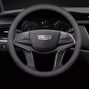 Leather Cadillac Steering Wheel Cover fit for sedan and suv
